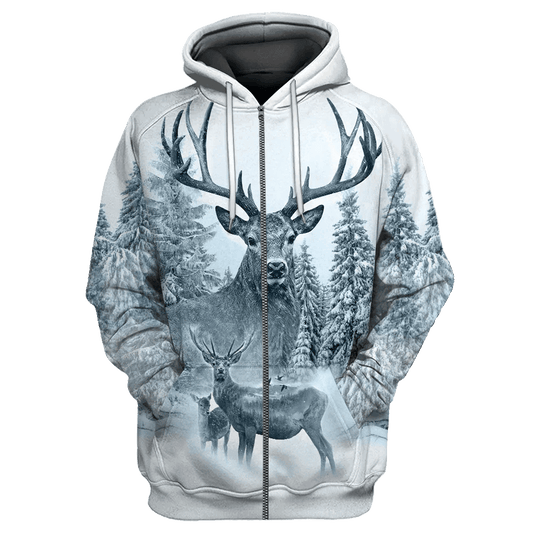 Deer Winter Pattern All Over Printed Unisex Shirt