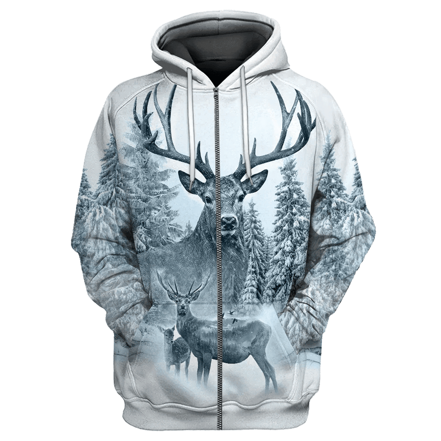 Deer Winter Pattern All Over Printed Unisex Shirt