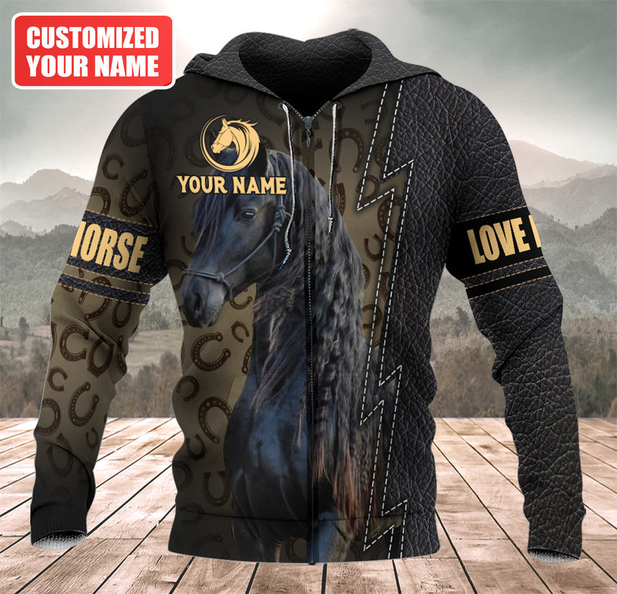 Personalized Name Love Black Horse Q4 All Over Printed Unisex Shirt
