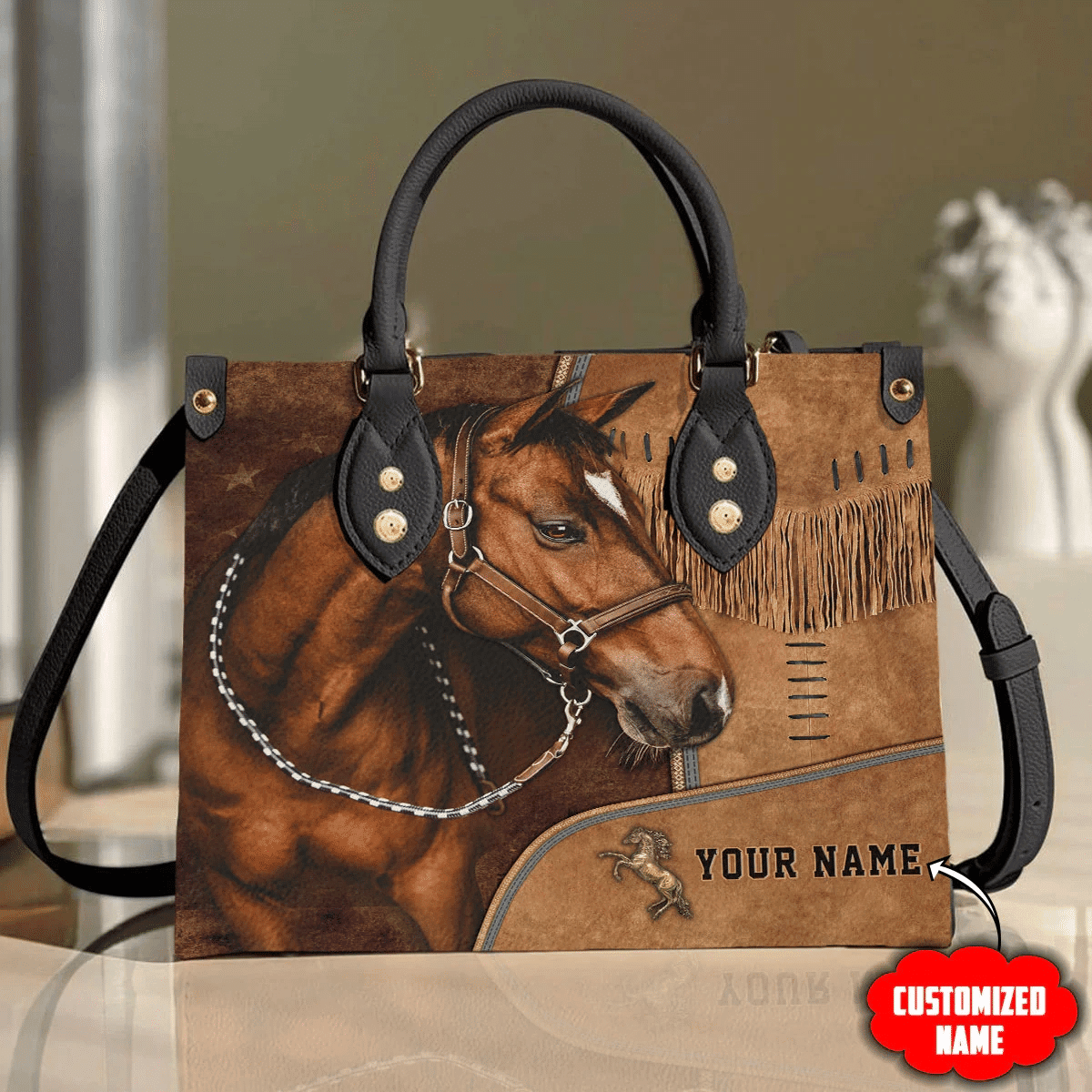 Horse Q5 Personalized Leather Handbag