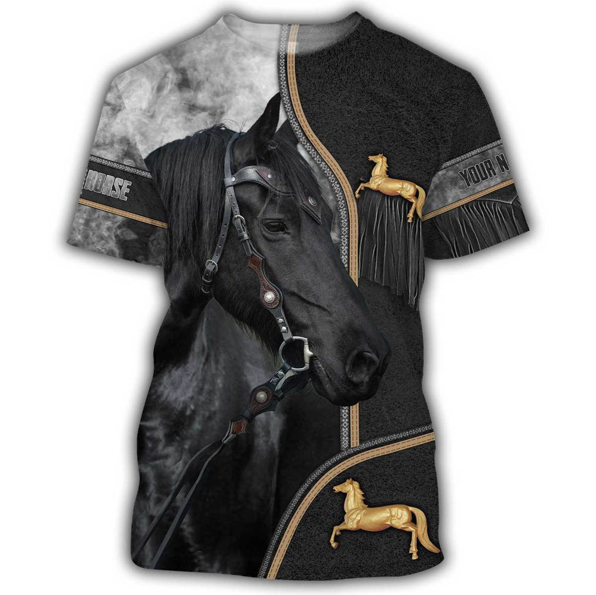 Personalized Name Love Black Horse Q3 All Over Printed Unisex Shirt