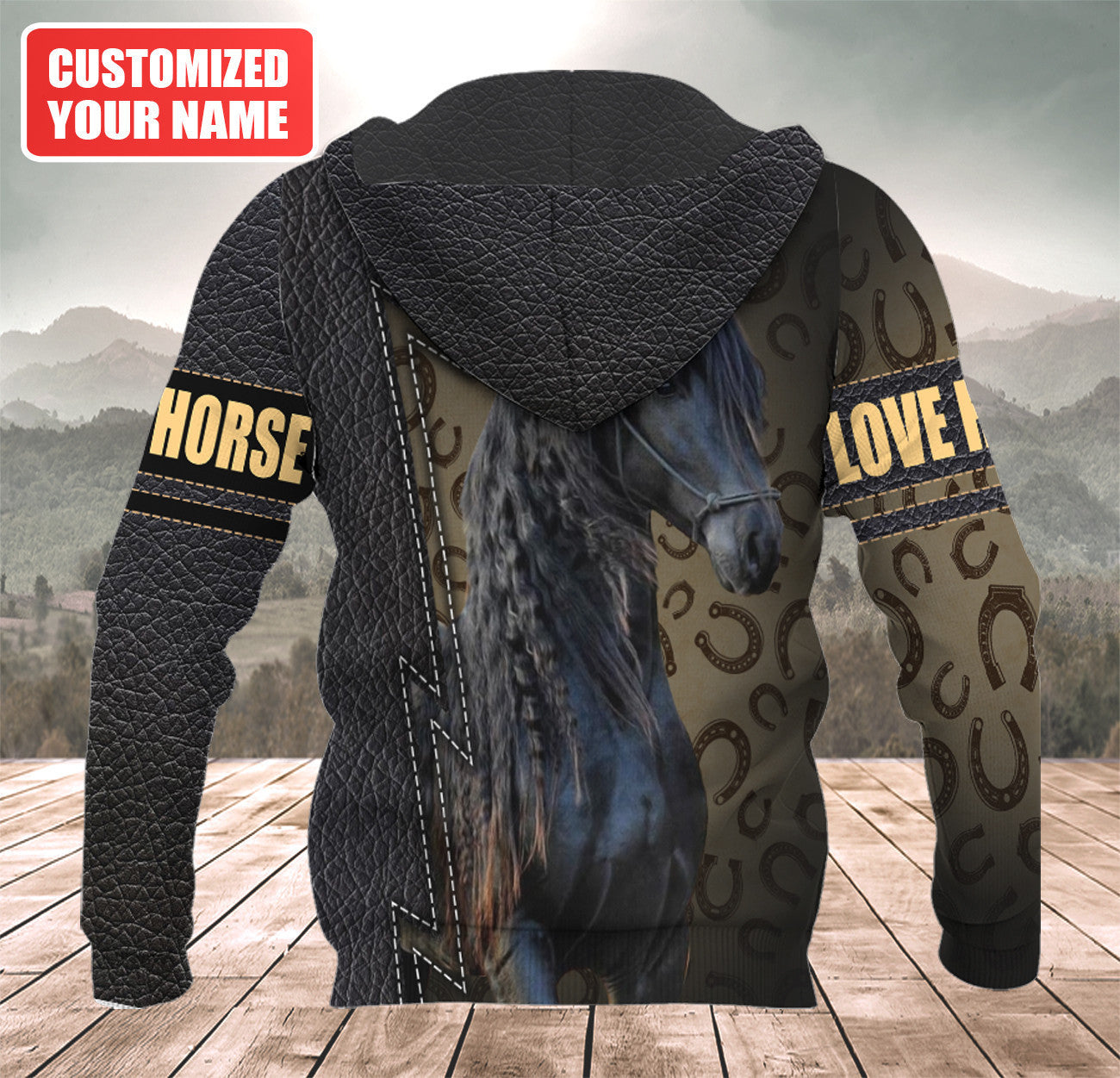 Personalized Name Love Black Horse Q4 All Over Printed Unisex Shirt