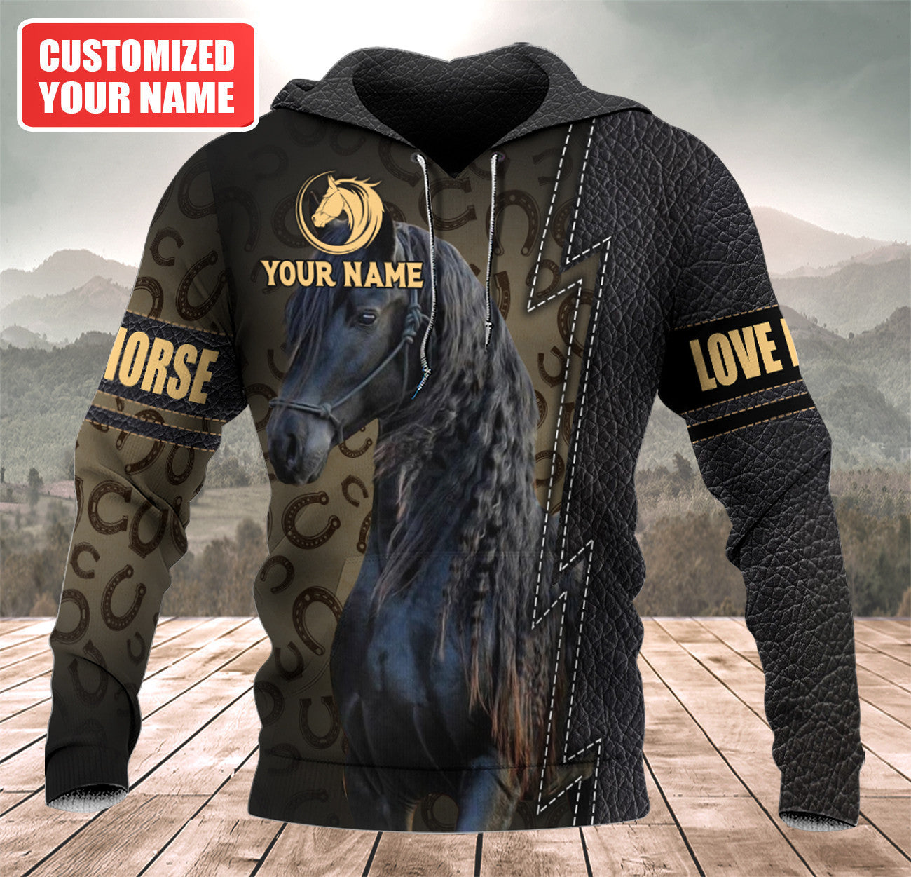 Personalized Name Love Black Horse Q4 All Over Printed Unisex Shirt
