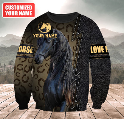 Personalized Name Love Black Horse Q4 All Over Printed Unisex Shirt