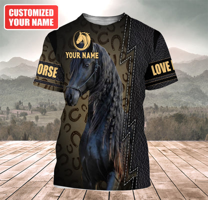 Personalized Name Love Black Horse Q4 All Over Printed Unisex Shirt