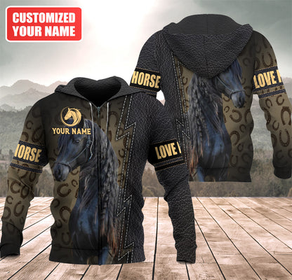 Personalized Name Love Black Horse Q4 All Over Printed Unisex Shirt