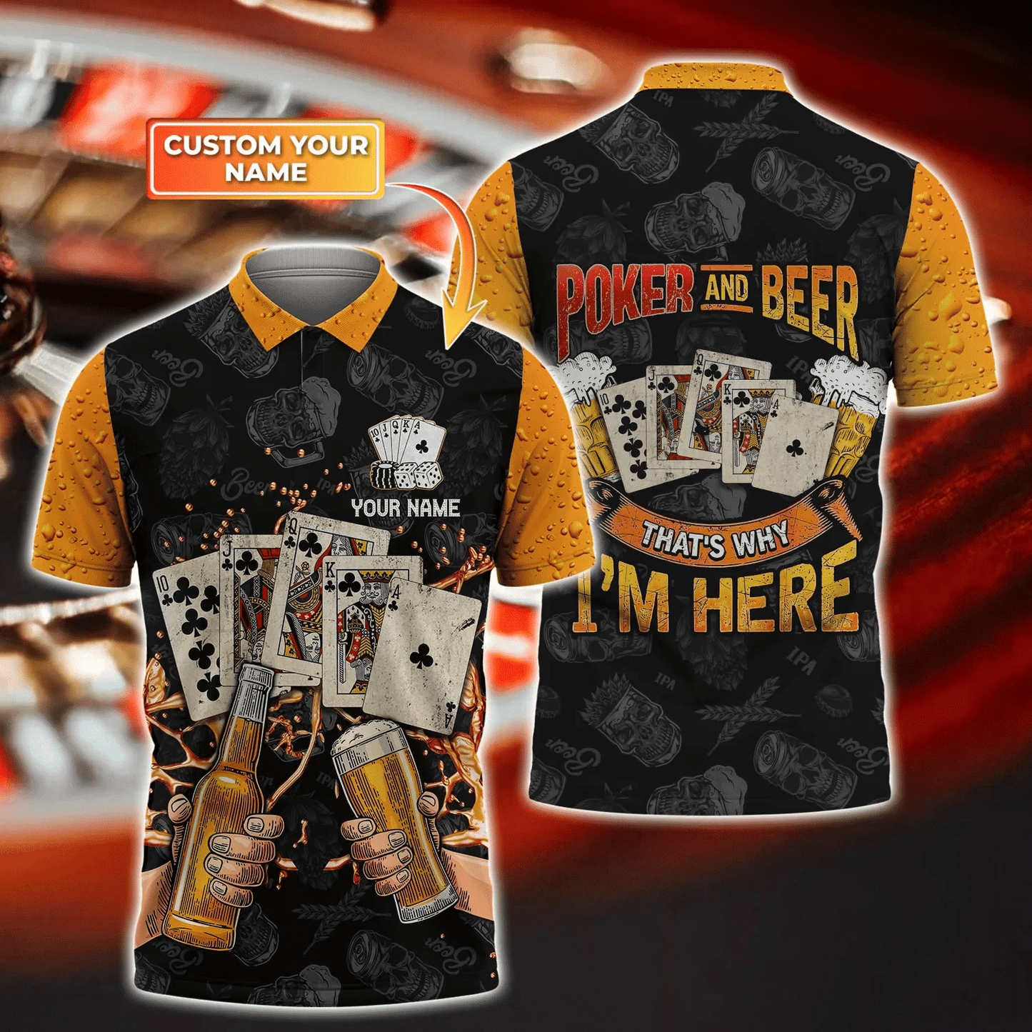 Personalized Name Poker Beer 2 All Over Printed Unisex Shirt