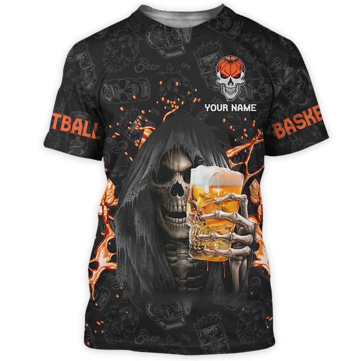 Personalized Name Basketball And Beer All Over Printed Unisex Shirt Q270207