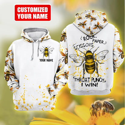 Honey Bee Rock Paper Scissors I Win - Personalized Hoodie and Leggings Q231203