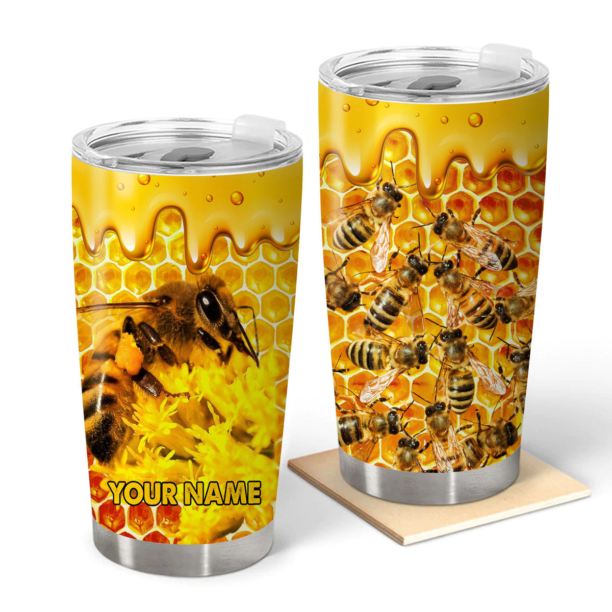 Personalized Name Honey Bee Q3 Tumbler 20oz 30oz Cup Q110504