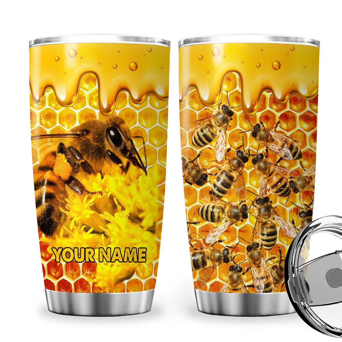 Personalized Name Honey Bee Q3 Tumbler 20oz 30oz Cup Q110504