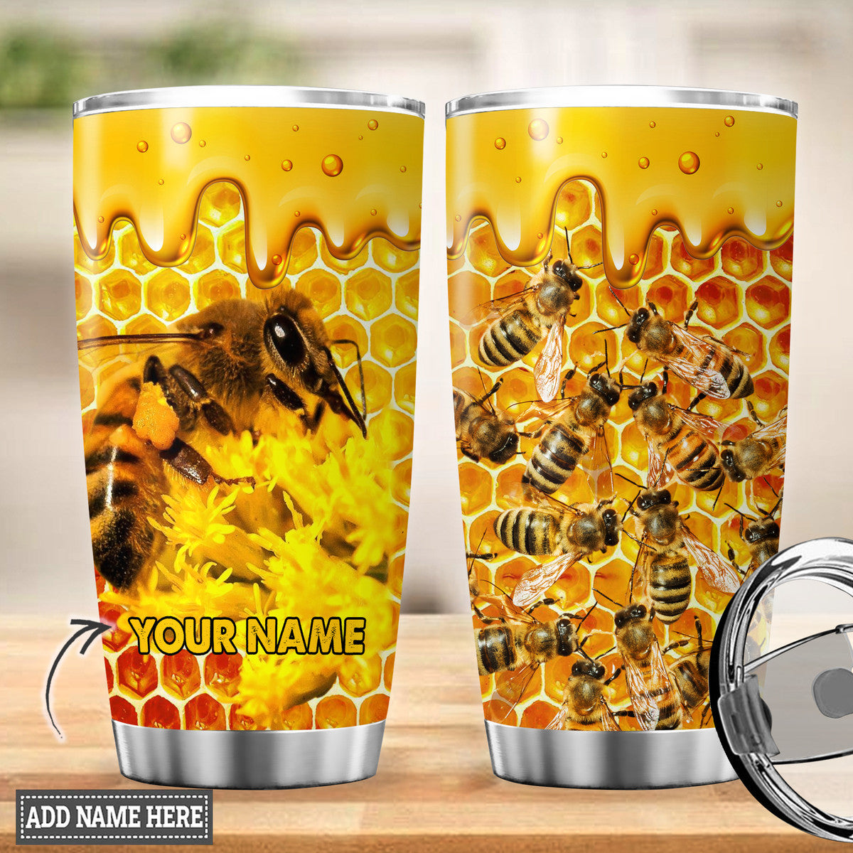Personalized Name Honey Bee Q3 Tumbler 20oz 30oz Cup Q110504