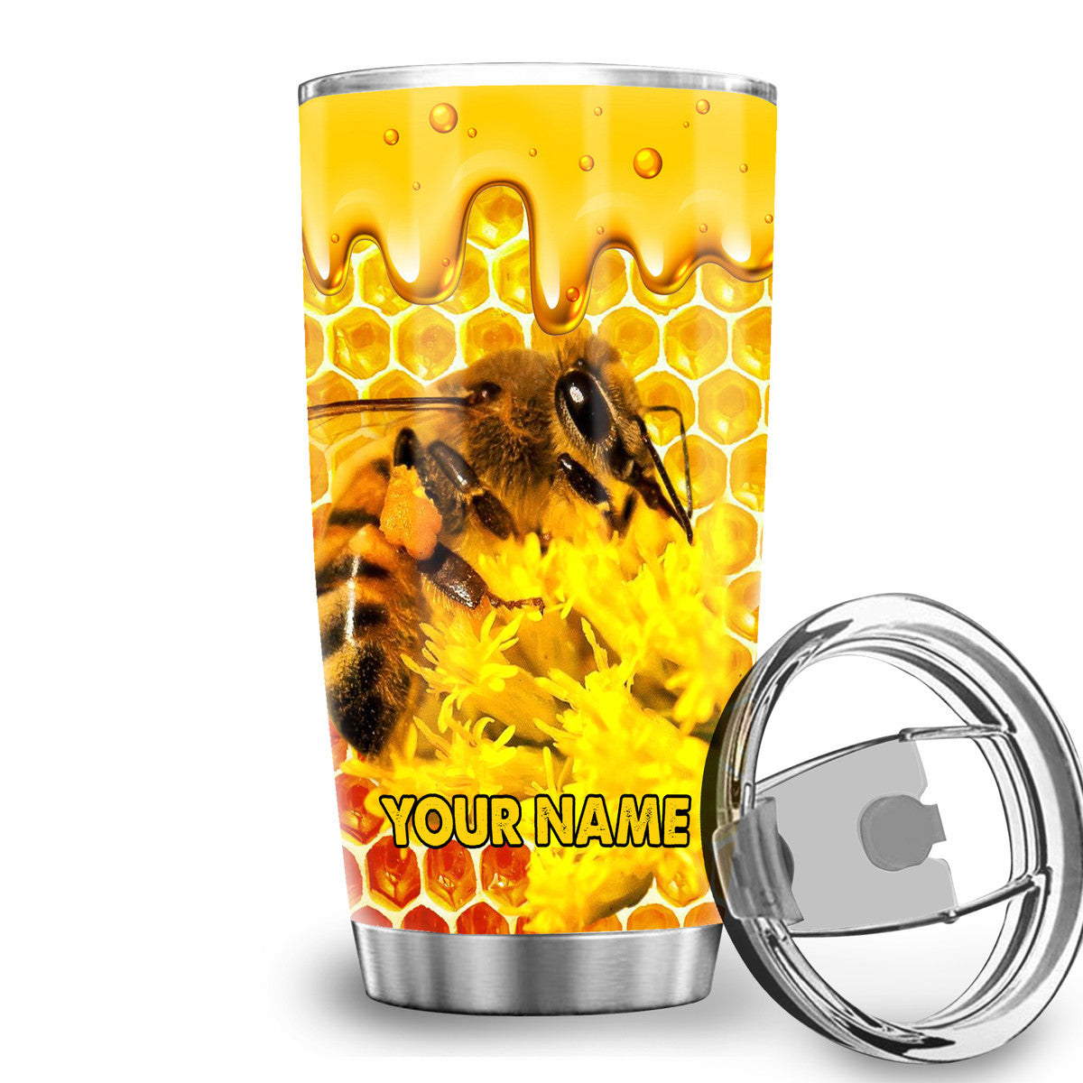 Personalized Name Honey Bee Q3 Tumbler 20oz 30oz Cup Q110504