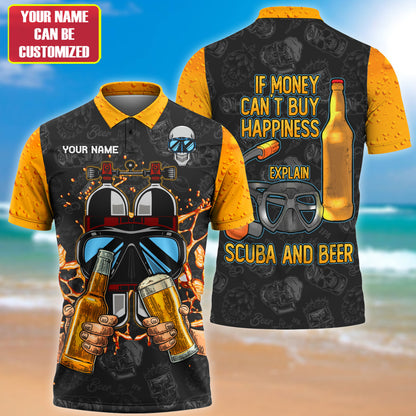Personalized Name Scuba Diving And Beer All Over Printed Unisex Shirt Q230503