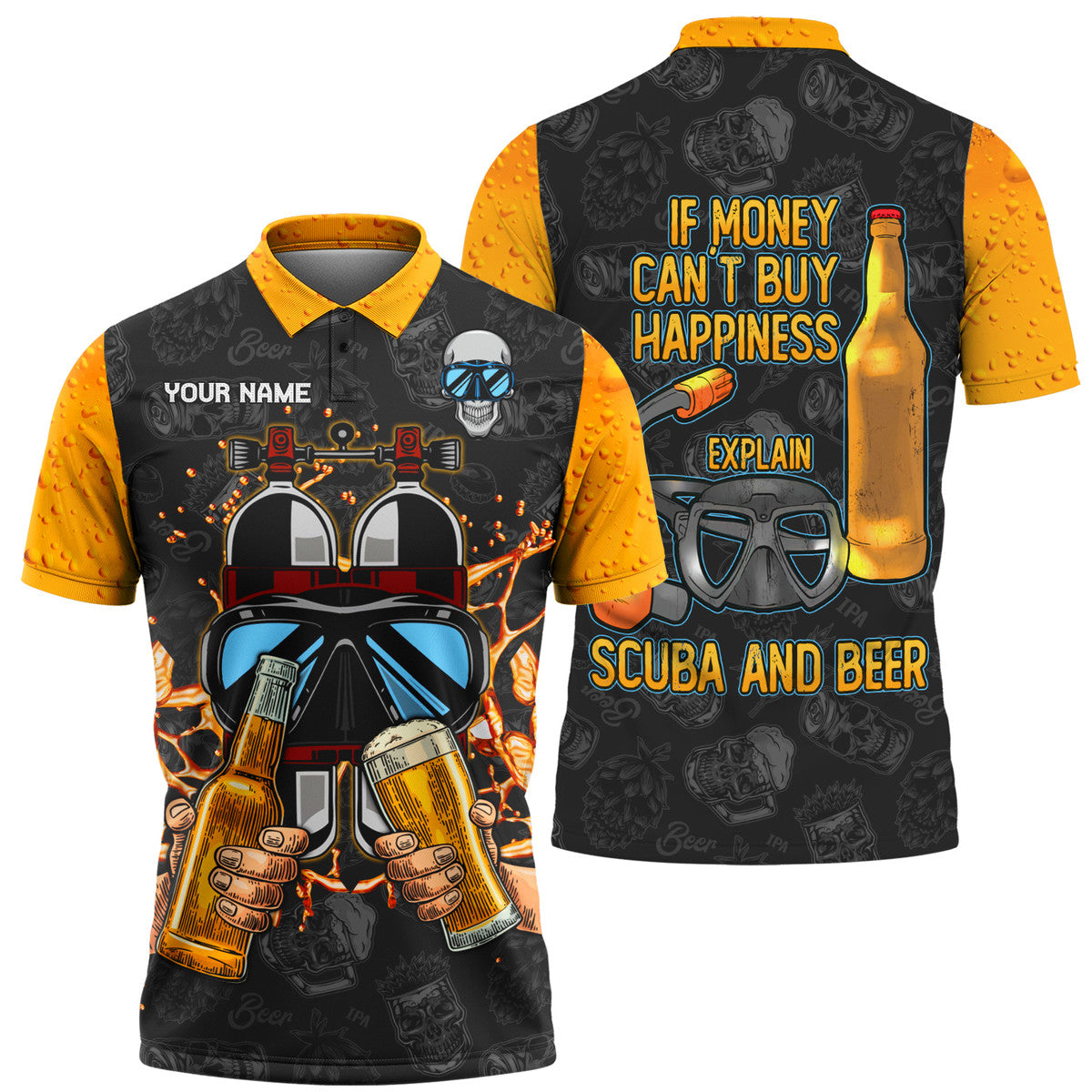 Personalized Name Scuba Diving And Beer All Over Printed Unisex Shirt Q230503