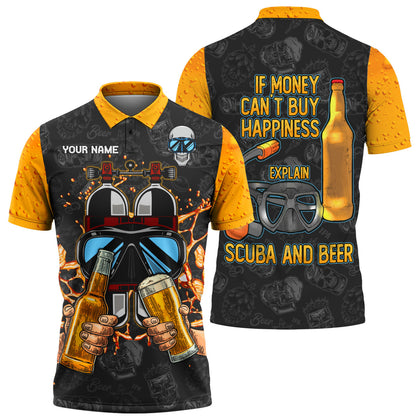 Personalized Name Scuba Diving And Beer All Over Printed Unisex Shirt Q230503