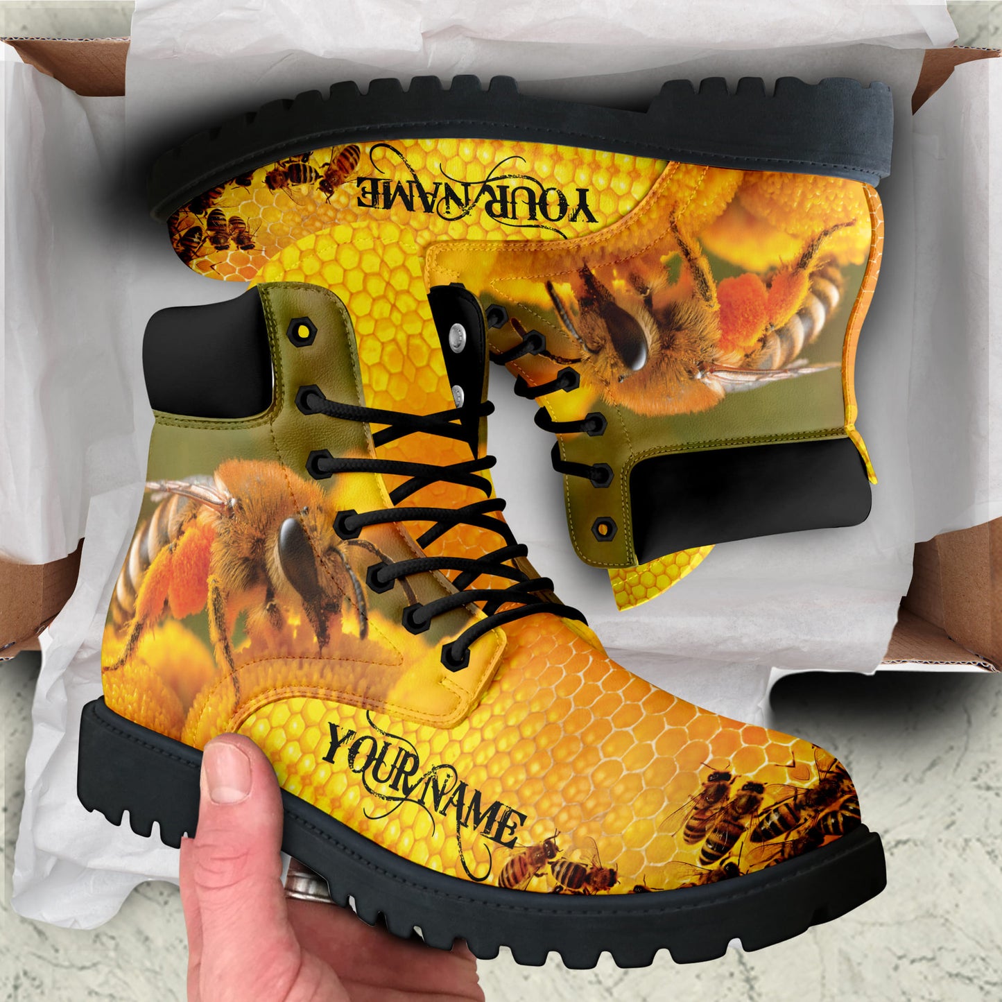 Personalized Honey Bee Q2 All Season Boots Q240603