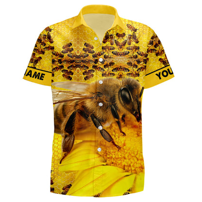 Personalized Honey Bee Flower Tropical Hawaii Shirt Beach Short Q150702