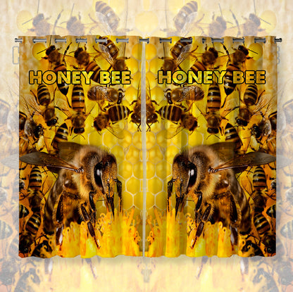 Honey Bee Pattern Window Curtains Q220807