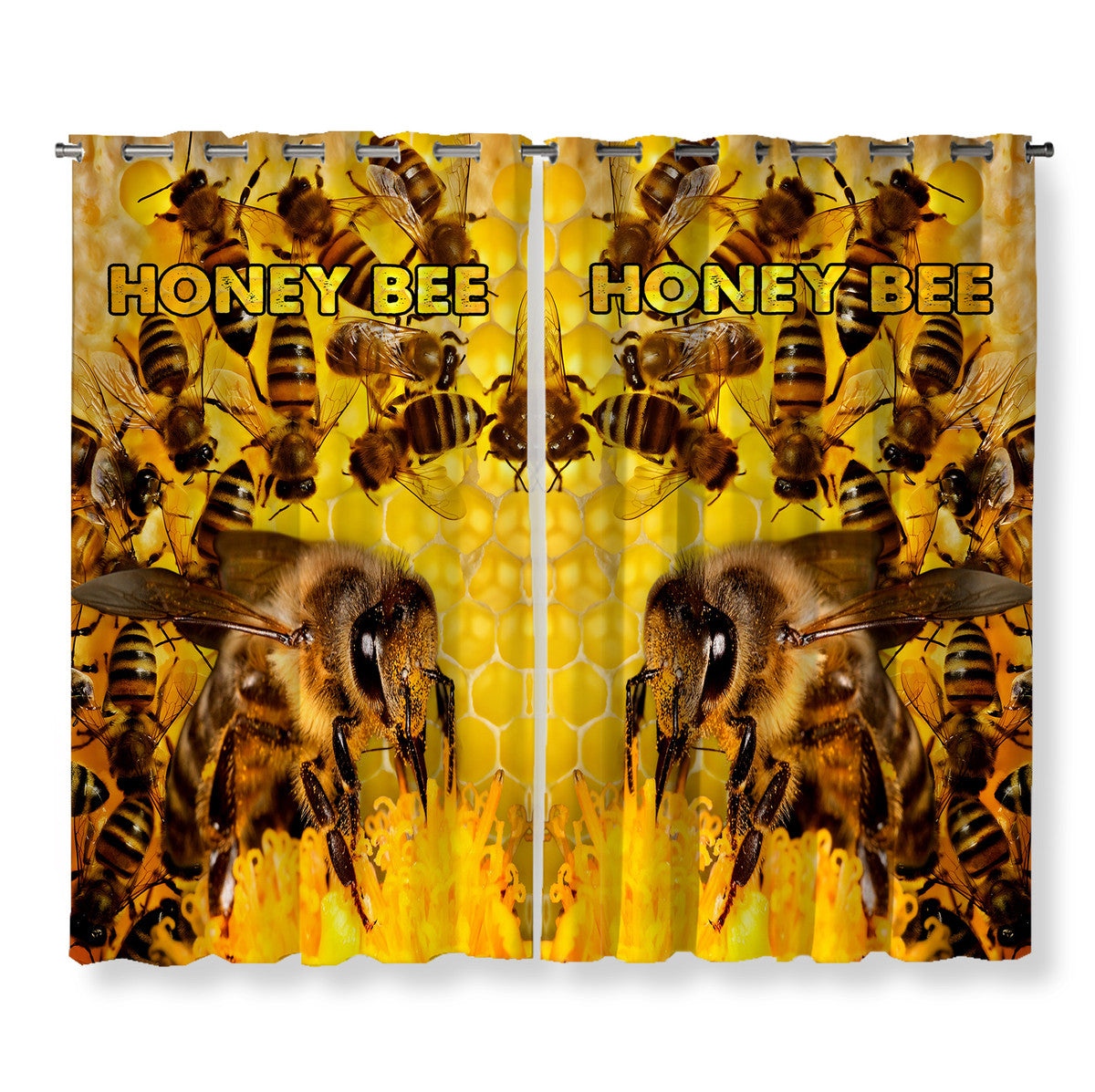 Honey Bee Pattern Window Curtains Q220807