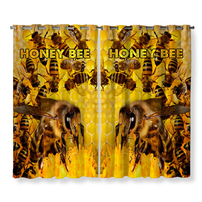 Honey Bee Pattern Window Curtains Q220807