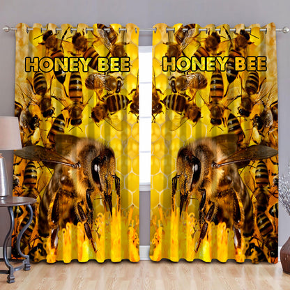 Honey Bee Pattern Window Curtains Q220807
