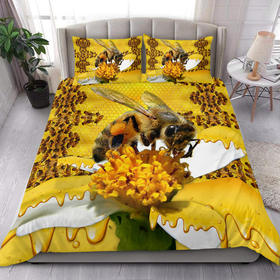 Honey Bee Pattern All Over Printed Bedding Set Q060907