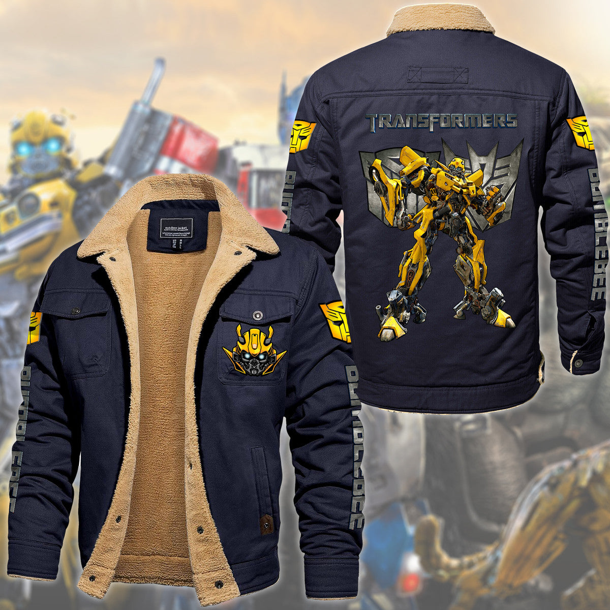 Personalized Bumblebee Tfm Fleece Thermal Cotton Jacket Q221203