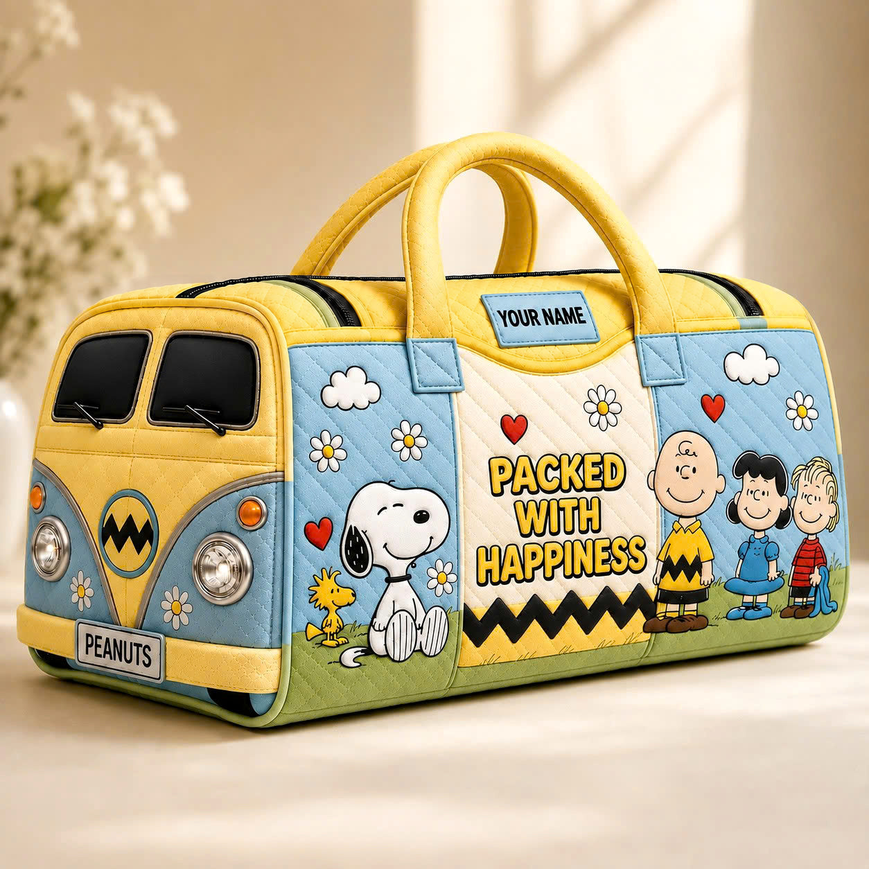 Personalized Classic Friends Quilted Duffle Bag - Cute Puppy Bag Gifts