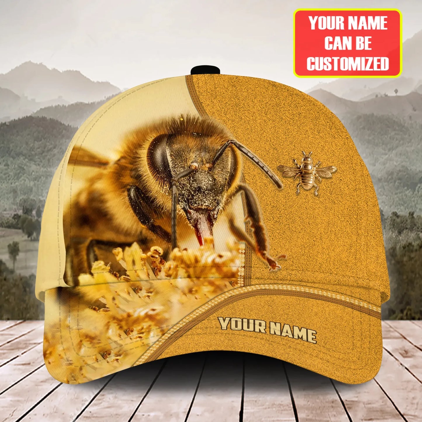 Personalized Name Honey Bee Q13 Cap All Over Printed Unisex Shirt