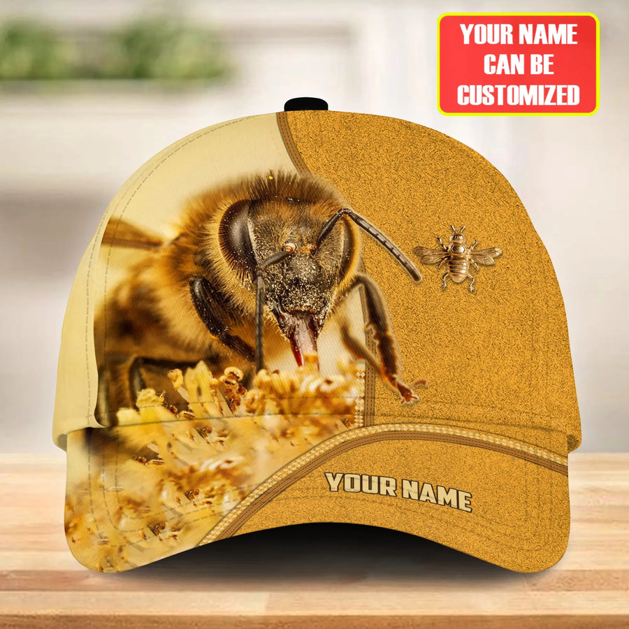 Personalized Name Honey Bee Q13 Cap All Over Printed Unisex Shirt