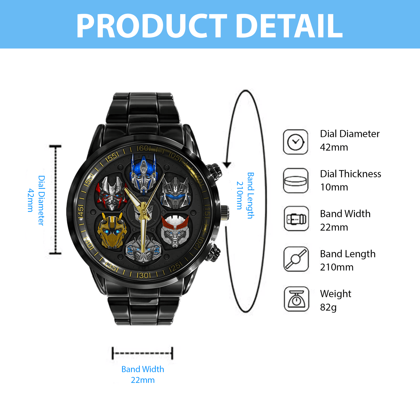 Personalized Autobot Luxury Stainless Steel Watch