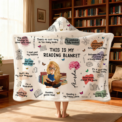 Personalized Book Lovers Blanket with Name & Birth Flower, Books Quotes Blanket Hoodie