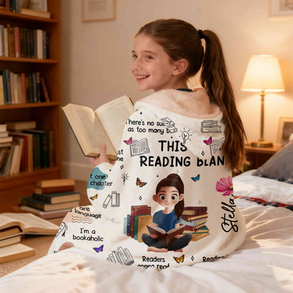 Personalized Book Lovers Blanket with Name & Birth Flower, Books Quotes Blanket Hoodie