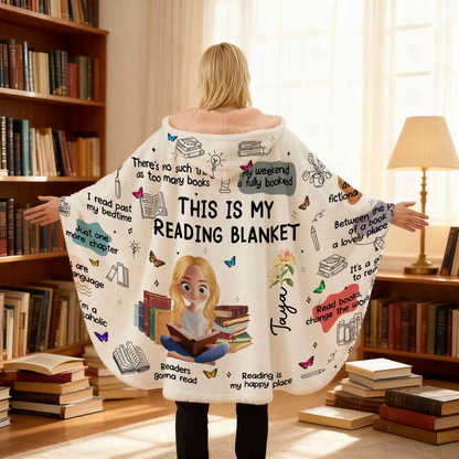 Personalized Book Lovers Blanket with Name & Birth Flower, Books Quotes Blanket Hoodie