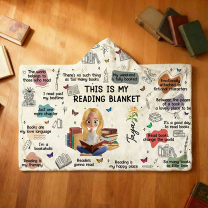 Personalized Book Lovers Blanket with Name & Birth Flower, Books Quotes Blanket Hoodie