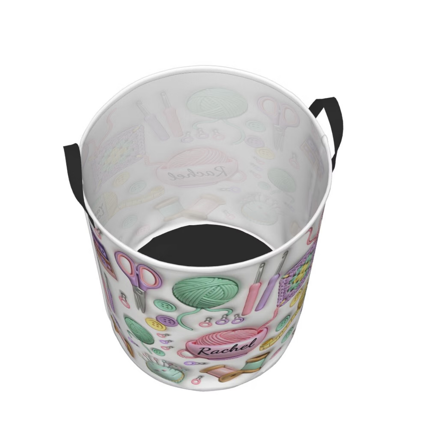 Crochet & Yarn Storage Basket with Handles, Large Capacity Laundry Basket