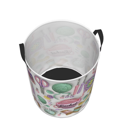 Crochet & Yarn Storage Basket with Handles, Large Capacity Laundry Basket