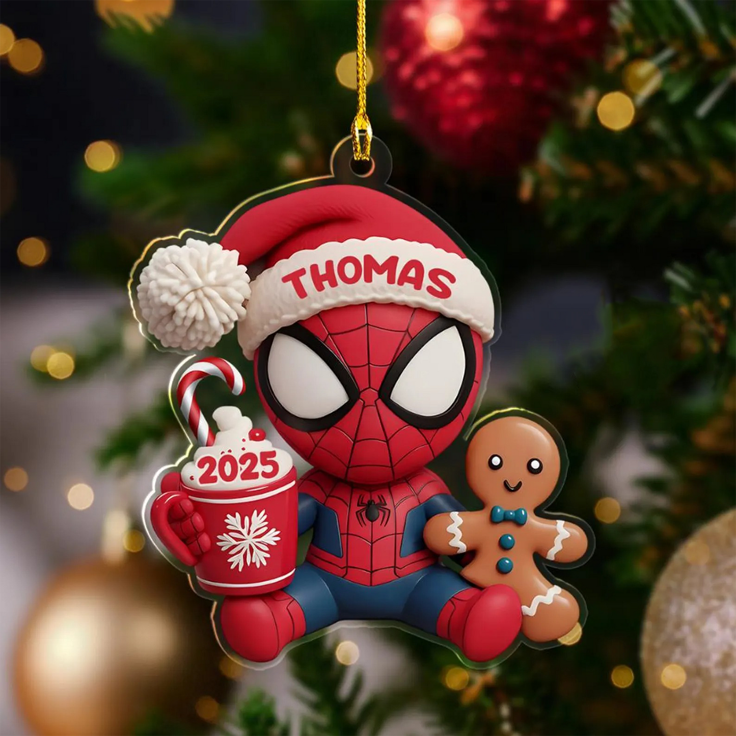 Swing Into Christmas - Personalized Superhero Custom Shaped Acrylic Ornament