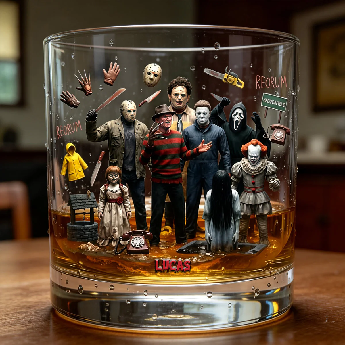 Scary Villain Drinking Glass - Personalized Gifts For Horror Lovers