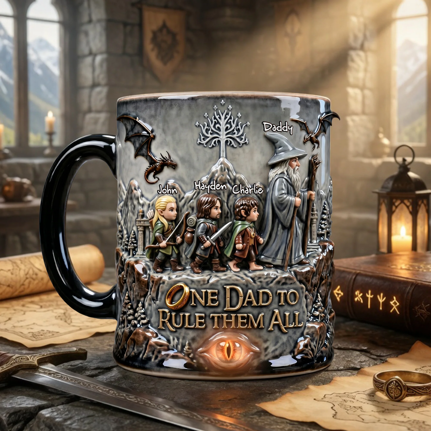 One Dad To Rule Them All Personalized Gifts For Dad Magic Coffee Mug