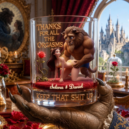 Naughty Fairytale Couple Round Glass - Personalized Gifts For Couples