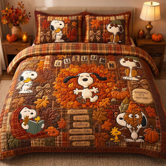 Lovely Fall Foliage Patchwork Quilt Bedding Set - Personalized Gifts