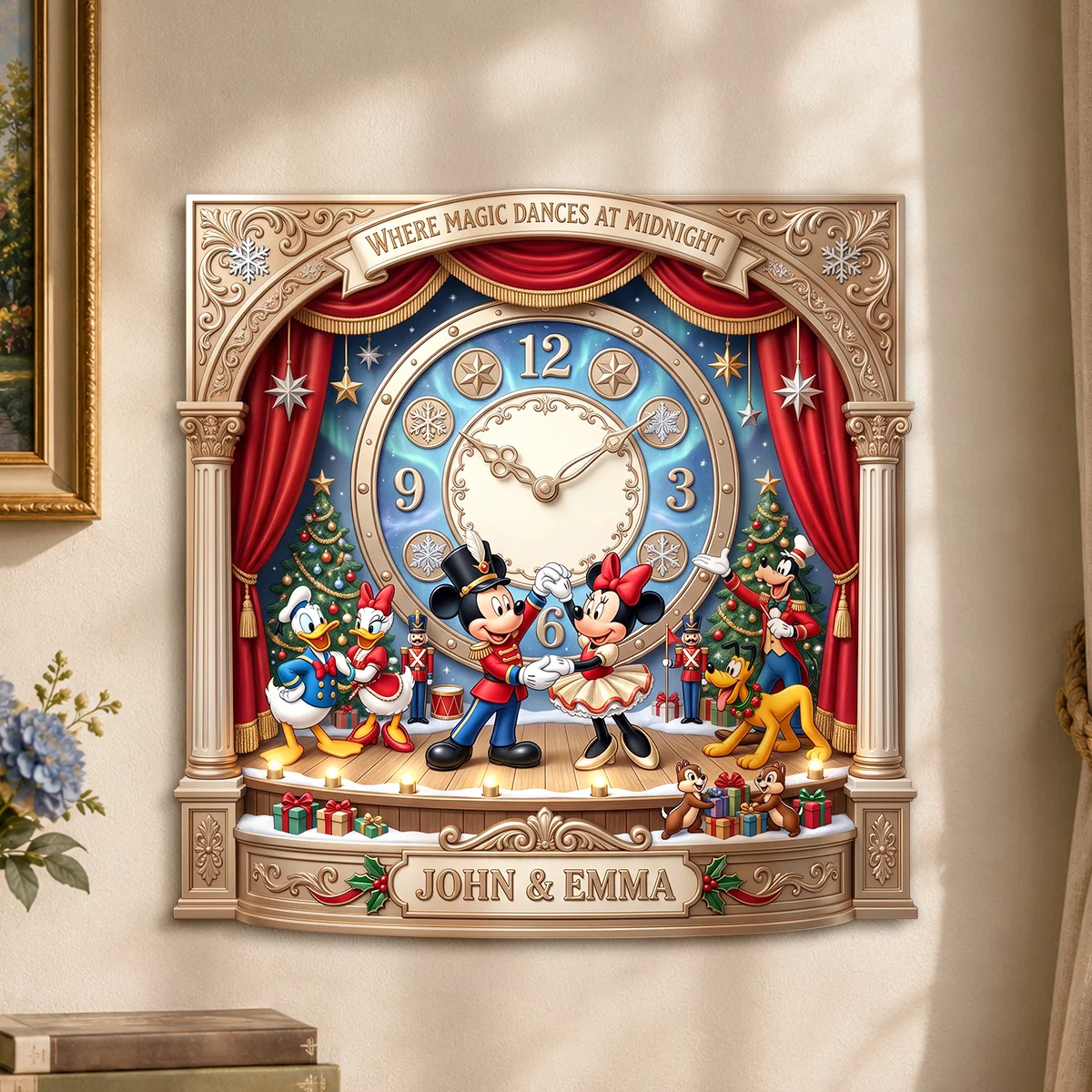 Personalized Couple Mouse Wall Clock – Custom Name Magic Decor
