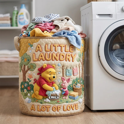 A Little Laundry A Lot Of Love Quilted Laundry Basket - Personalized Gifts