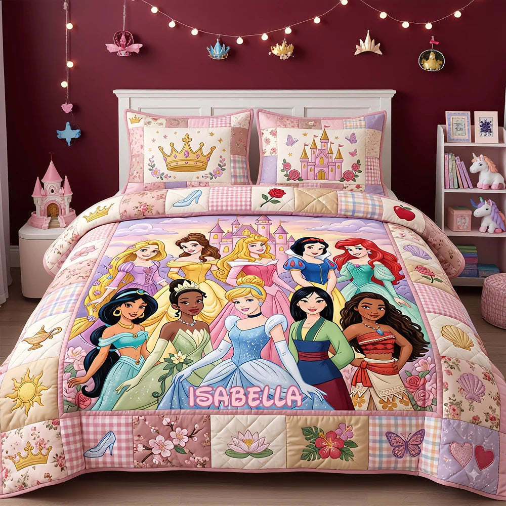 Lovely Fairy Tale Princesses Quilt Bedding Set - Personalized Christmas Gifts