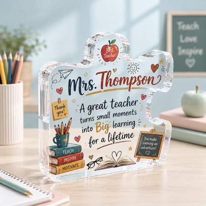 Personalized Teacher Puzzle Plaque – Custom Acrylic Teacher Appreciation Gift