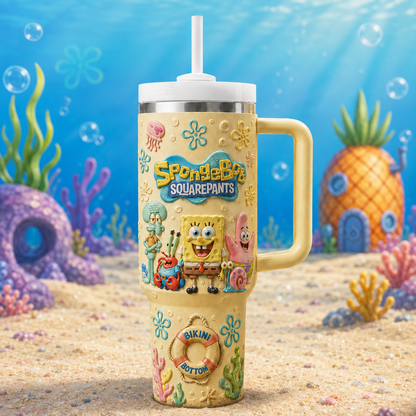 Ocean Friends Tumbler With Handle - Personalized Yellow Friend Gifts