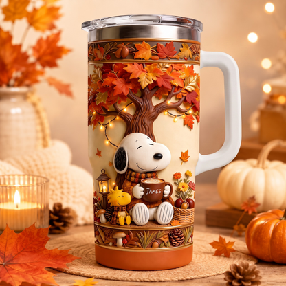Autumn Comic Friends Tumbler - Personalized Cute Puppy Insulated Tumbler