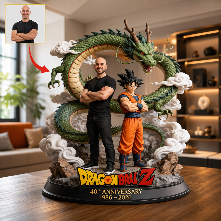 Personalized Anime Dragon Warrior Figurine – Custom Photo Fantasy Acrylic Plaque